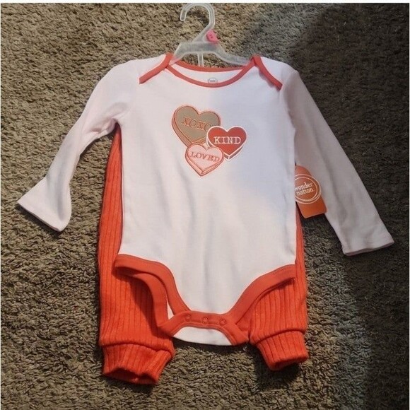 Wonder Nation Girl Valentine's Day Outfit Set 2-piece 0-3m - Picture 4 of 5